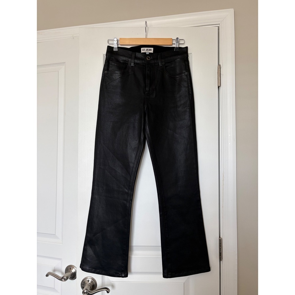 Le Jean Los Angeles Black Coated Flare Jeans Womens 26 High Rise Made in USA